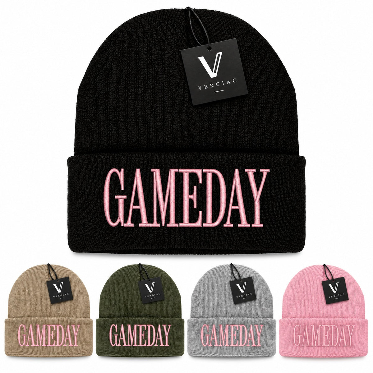 A GAMEDAY Embroidered Acrylic Knitted Hat Unisex High Elasticity High Gram Weight Warm and Comfortable