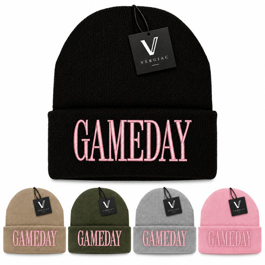 A GAMEDAY Embroidered Acrylic Knitted Hat Unisex High Elasticity High Gram Weight Warm and Comfortable