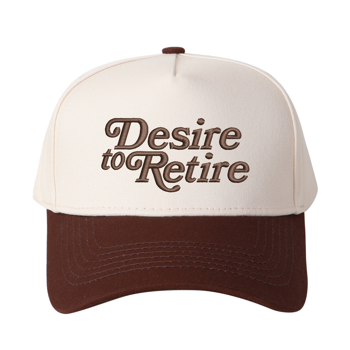 "Desire to Retire" Letter Embroidered Patchwork Trucker Hat | Adjustable Unisex Snapback, Dream Life Travel Essential Cap