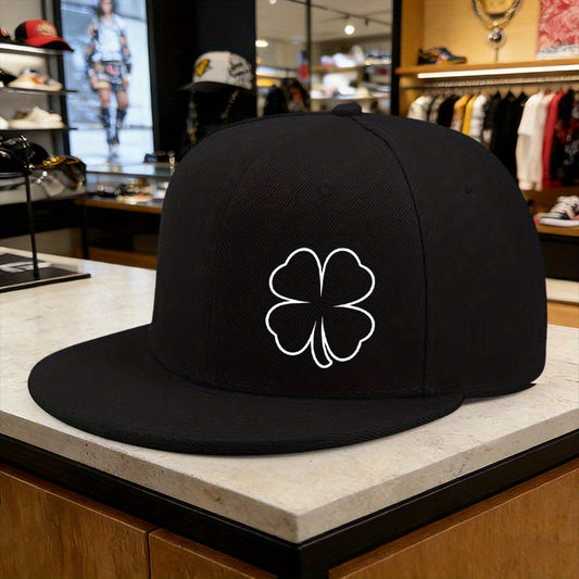 A Men's Outdoor Four-leaf Clover Print Hip-hop Cap, a Street Fashion Outdoor Sports Baseball Cap, a Must-have Item for Trendsetters, Ideal for Street Photography and Parties, a Versatile Sun Hat, Casual and Stylish, Comfortable and Breathable