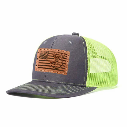 Antler And Bow Leather Patch Trucker Hat