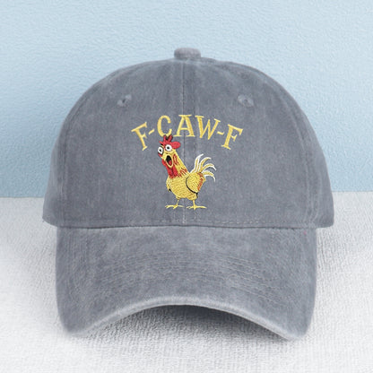 Funny F-caw-f Rooster Embroidered Vintage Hat