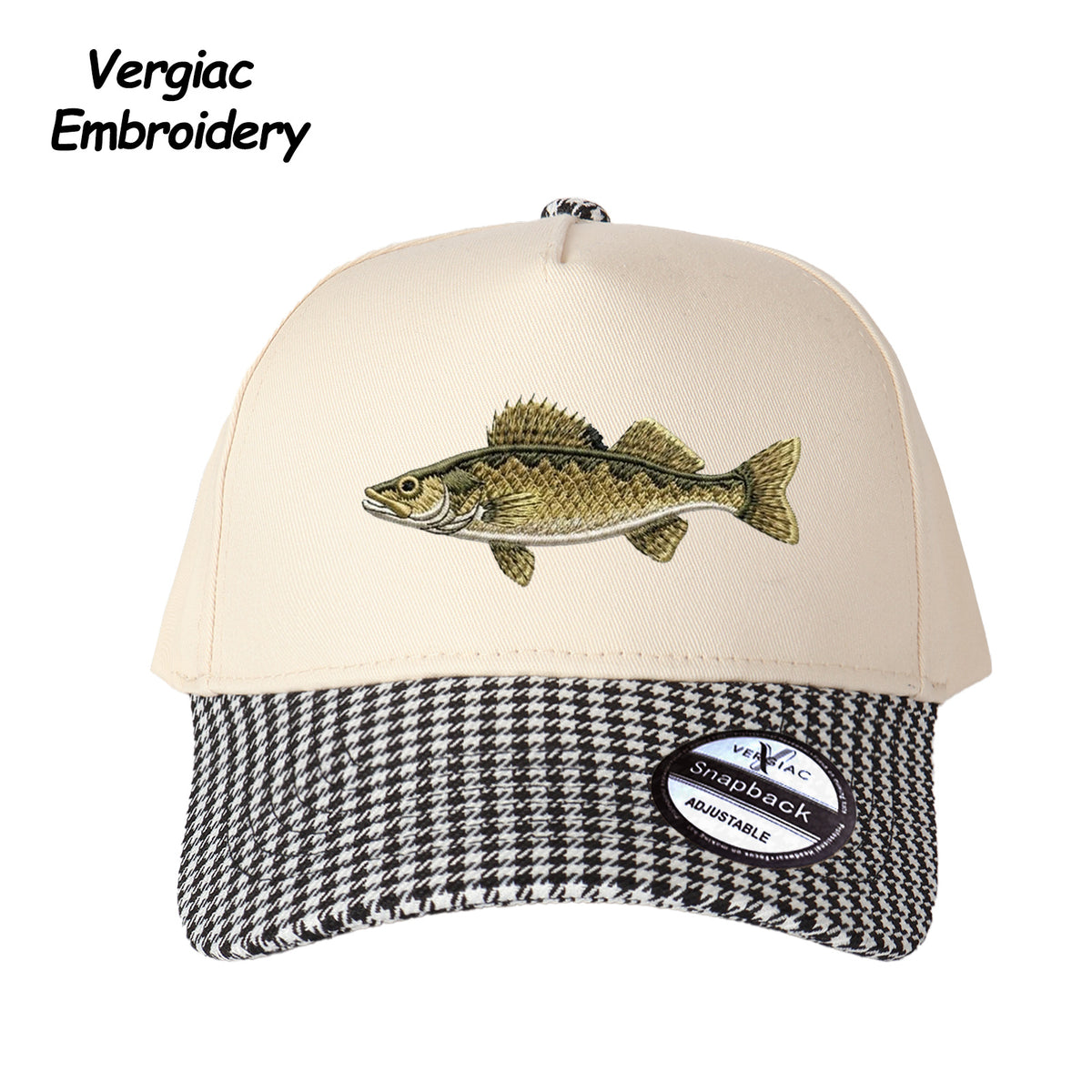 Walleye Embroidered Color Block Trucker Hat, Adjustable Unisex Cap for Travel and Everyday Wear