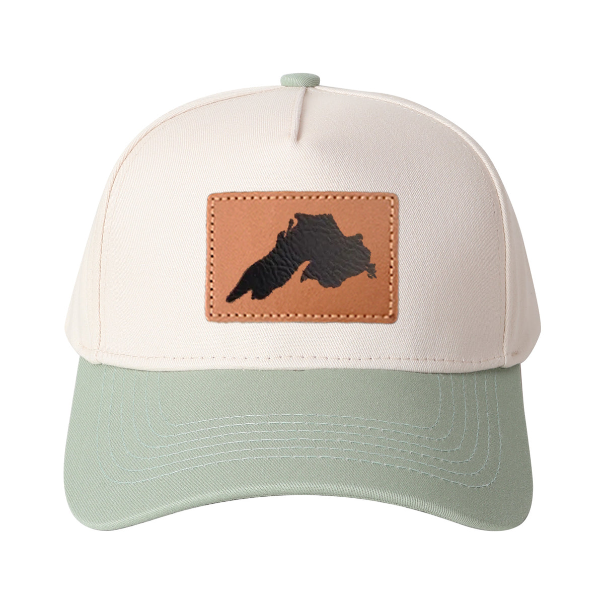 Upper Peninsula Of Michigan Leather Patch Trucker Hat