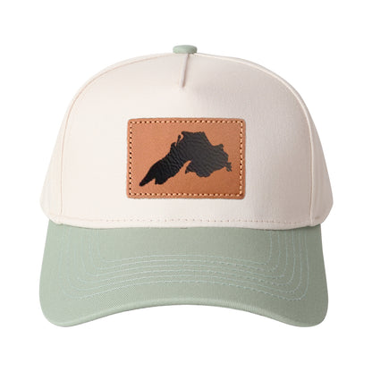 Upper Peninsula Of Michigan Leather Patch Trucker Hat