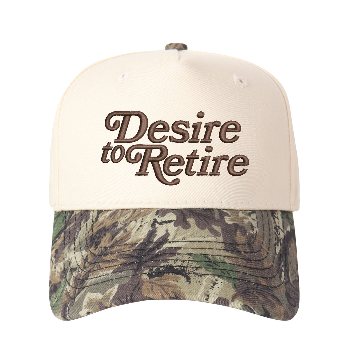 "Desire to Retire" Letter Embroidered Patchwork Trucker Hat | Adjustable Unisex Snapback, Dream Life Travel Essential Cap