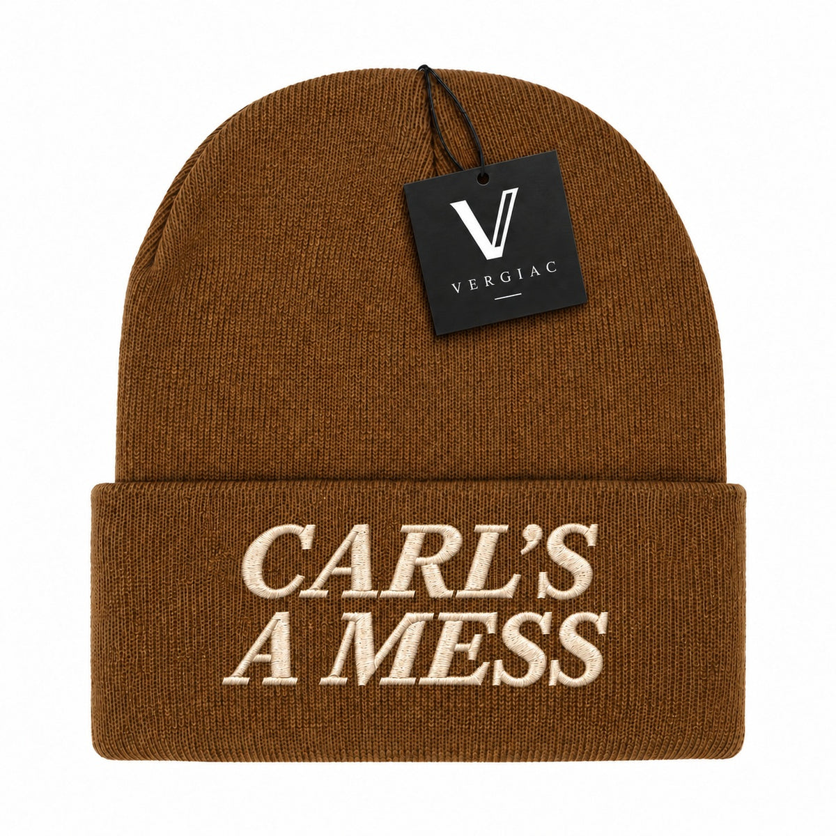 A CARL'S A MESS Embroidered Acrylic Knitted Hat Unisex High Elasticity High Gram Weight Warm and Comfortable