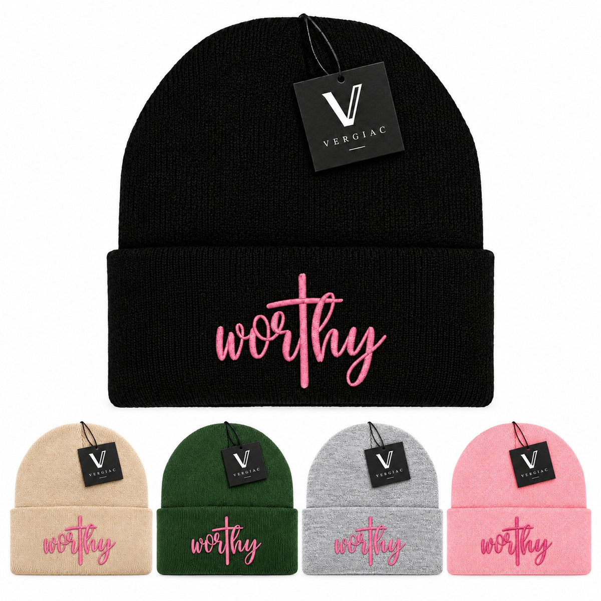 Worthy Embroidered Knit Beanie