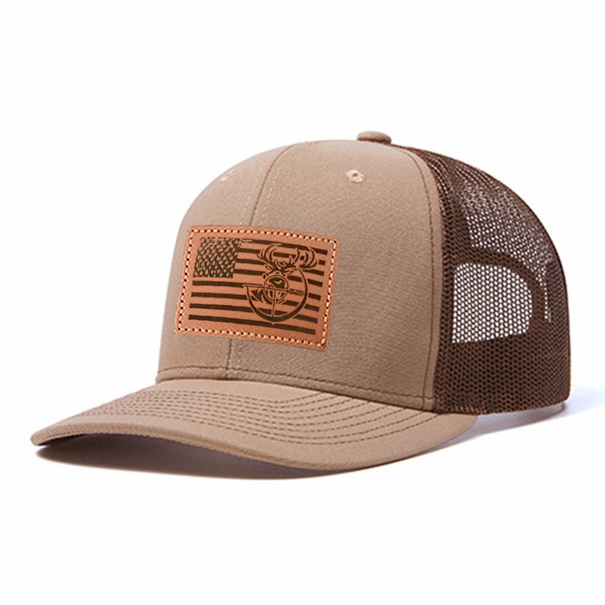 Antler And Bow Leather Patch Trucker Hat