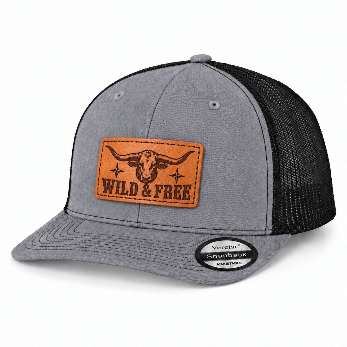 Wild and Free Leather Patch Trucker Hat