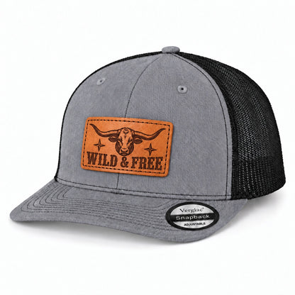 Wild and Free Leather Patch Trucker Hat
