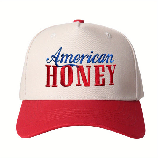 American HONEY Embroidered Trucker Hat Vintage Color Block Baseball Cap Adjustable Unisex Classic Style Essential