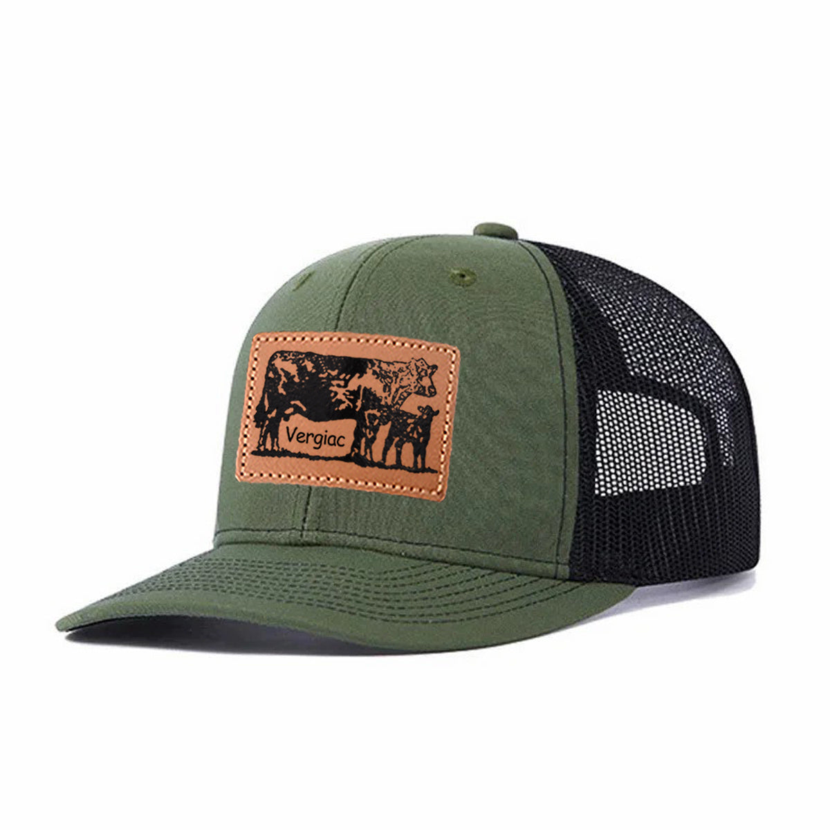 Cow Leather Patch Trucker Hat