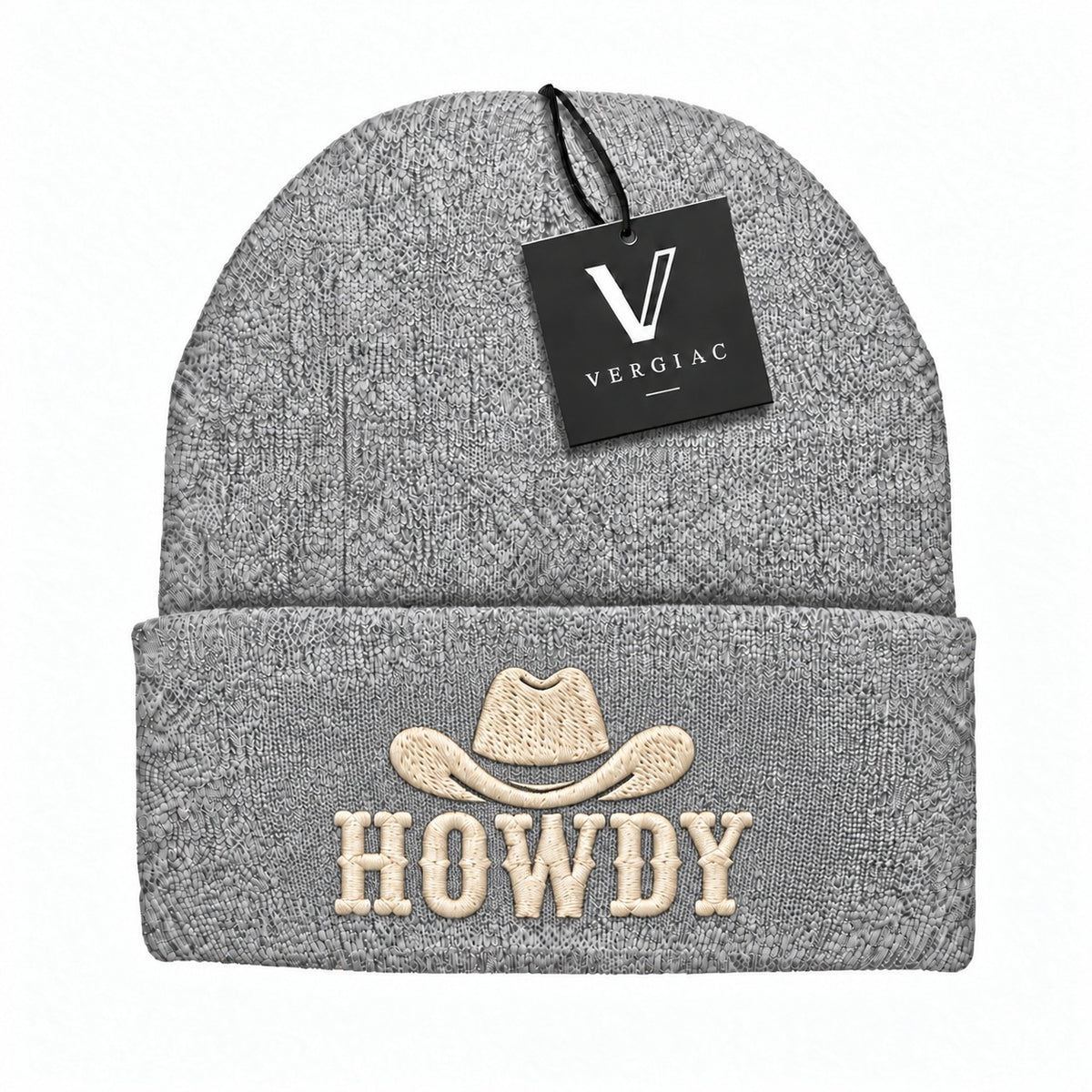 A HOWDY Embroidered Acrylic Knitted Hat Unisex High Elasticity High Gram Weight Warm and Comfortable