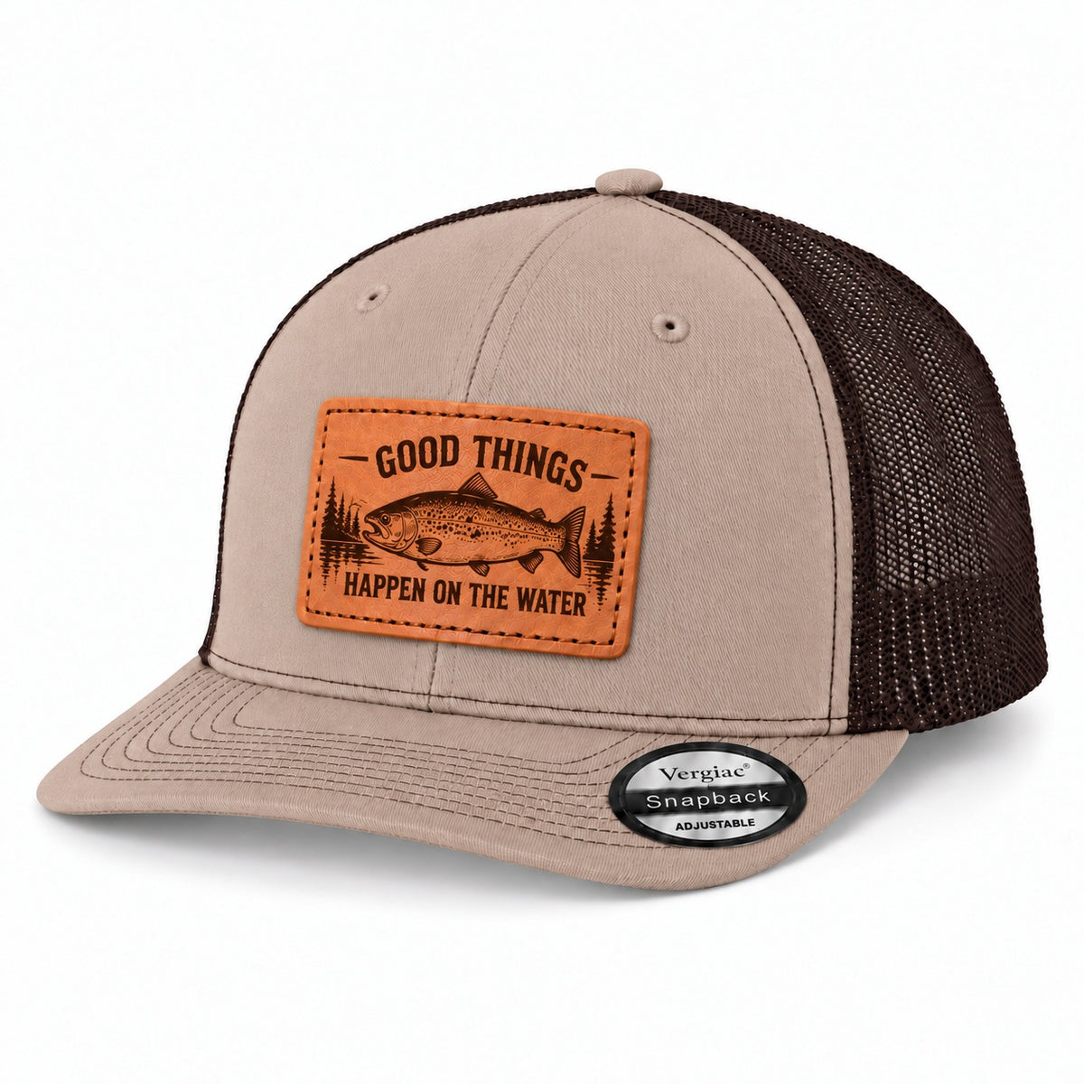 Good Things Happen on the Water Leather Patch Hat