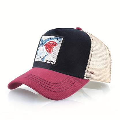 Shark Embroidered Unisex Trucker Baseball Cap