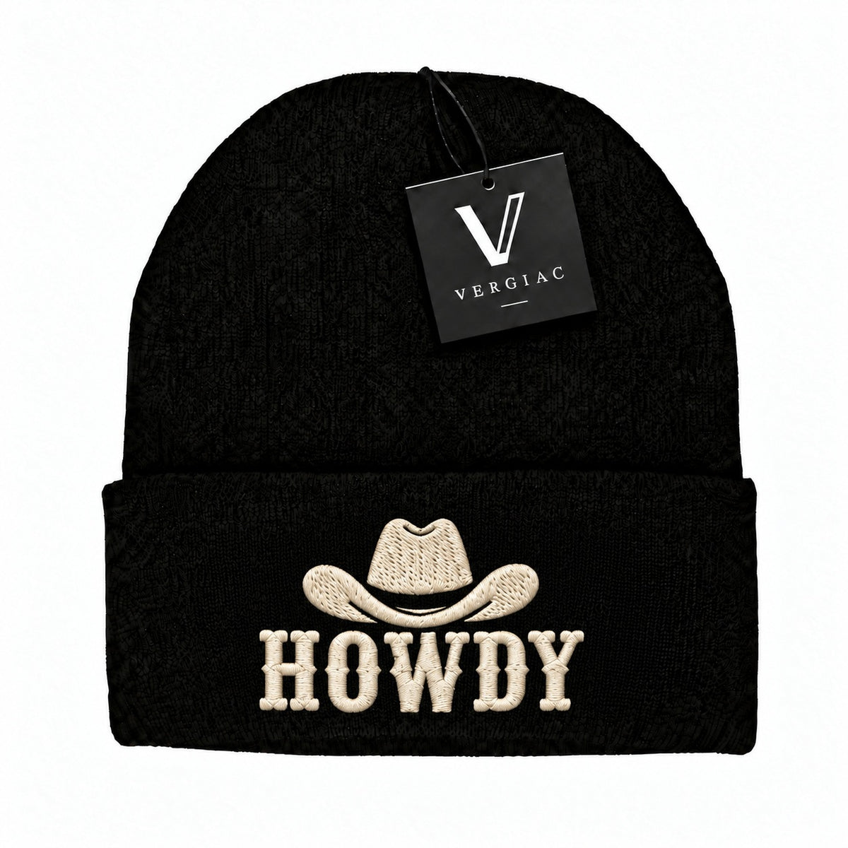 A HOWDY Embroidered Acrylic Knitted Hat Unisex High Elasticity High Gram Weight Warm and Comfortable