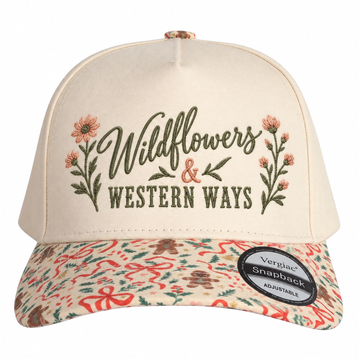5-Panel Embroidered Cotton Trucker Hat with Printed Brim and Structured Front, Adjustable Unisex Baseball Cap, 1 Piece