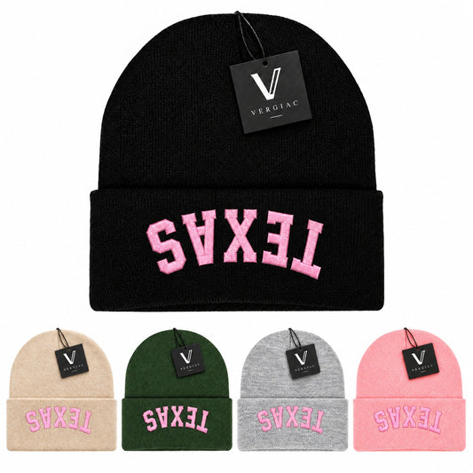 A TEXAS Embroidered Acrylic Knitted Hat Unisex High Elasticity High Gram Weight Warm and Comfortable
