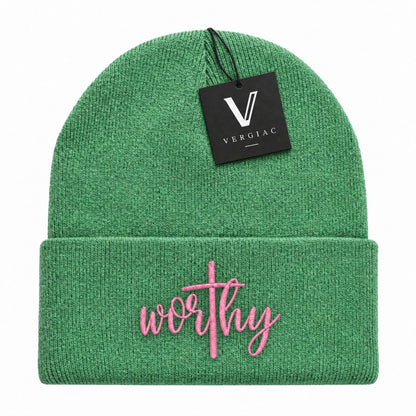 Worthy Embroidered Knit Beanie