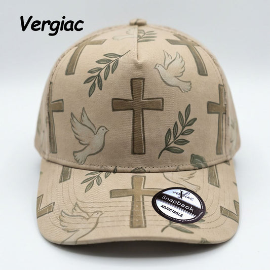 Cross, Fish and Dove Print Baseball Cap with Slightly Curved Brim, Adjustable Unisex Faith-Inspired Hat, 1 Piece