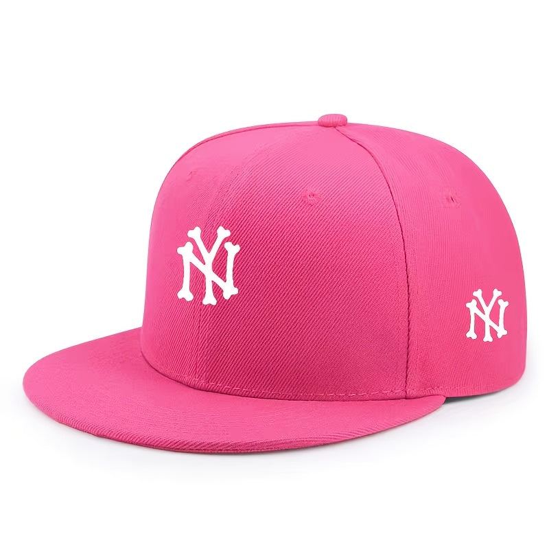 NY Letter Print Flat-Brim Cap