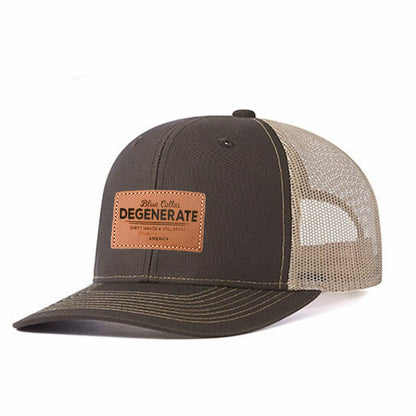 Blue Collar Degenerate Leather Patch Trucker Hat