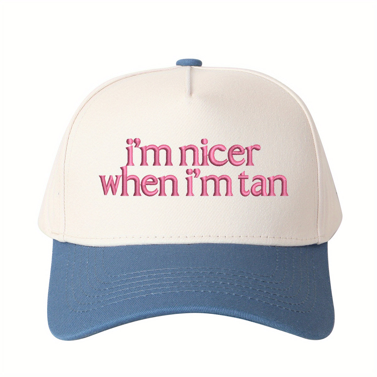 1pc “I'm Nicer When I'm Tan” Embroidered Trucker Hat for Women, Stylish Baseball Cap