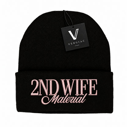 A 2ND WIFE Embroidered Acrylic Knitted Hat Unisex High Elasticity High Gram Weight Warm and Comfortable