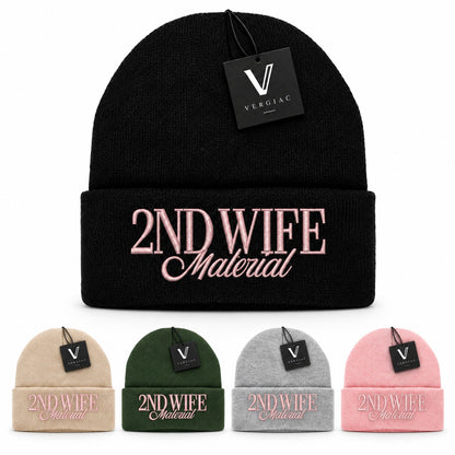 A 2ND WIFE Embroidered Acrylic Knitted Hat Unisex High Elasticity High Gram Weight Warm and Comfortable