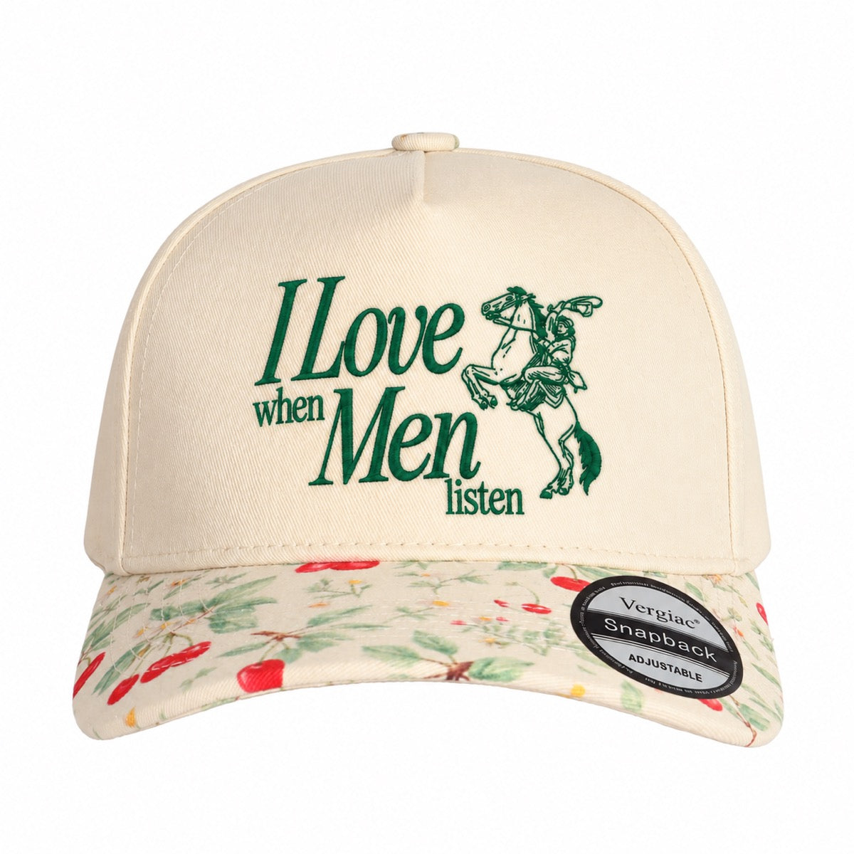 5-Panel Embroidered Cotton Trucker Hat with Printed Brim and Structured Front, Adjustable Unisex Baseball Cap, 1 Piece