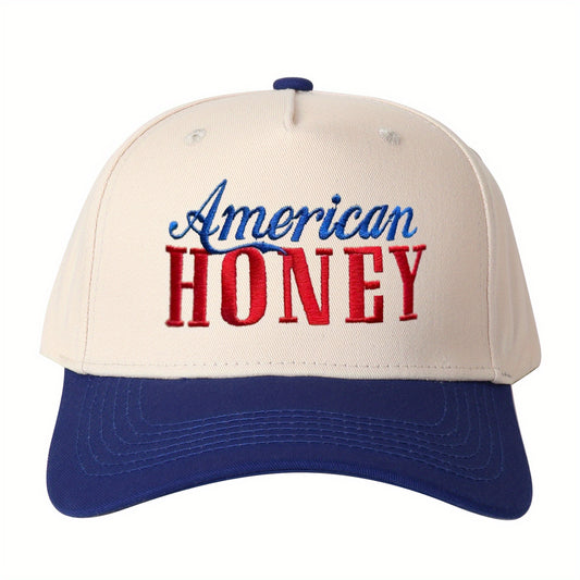 American HONEY Embroidered Trucker Hat Vintage Color Block Baseball Cap Adjustable Unisex Classic Style Essential
