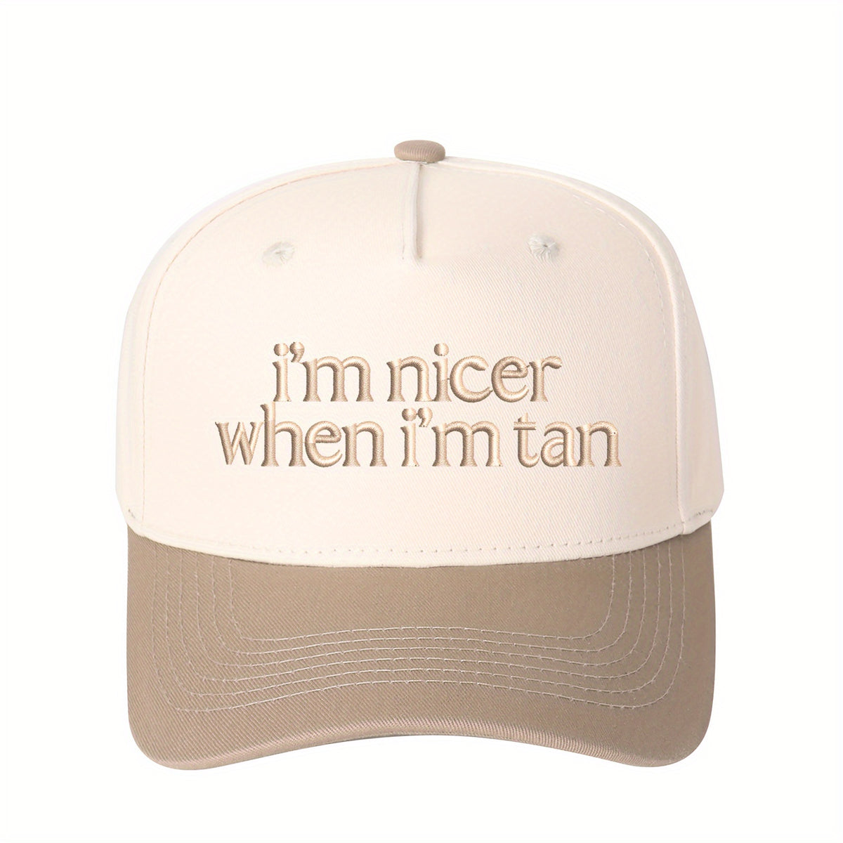 1pc “I'm Nicer When I'm Tan” Embroidered Trucker Hat for Women, Stylish Baseball Cap