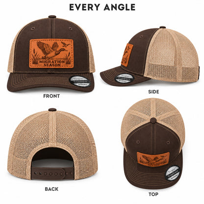 Migration Season Leather Patch Trucker Hat