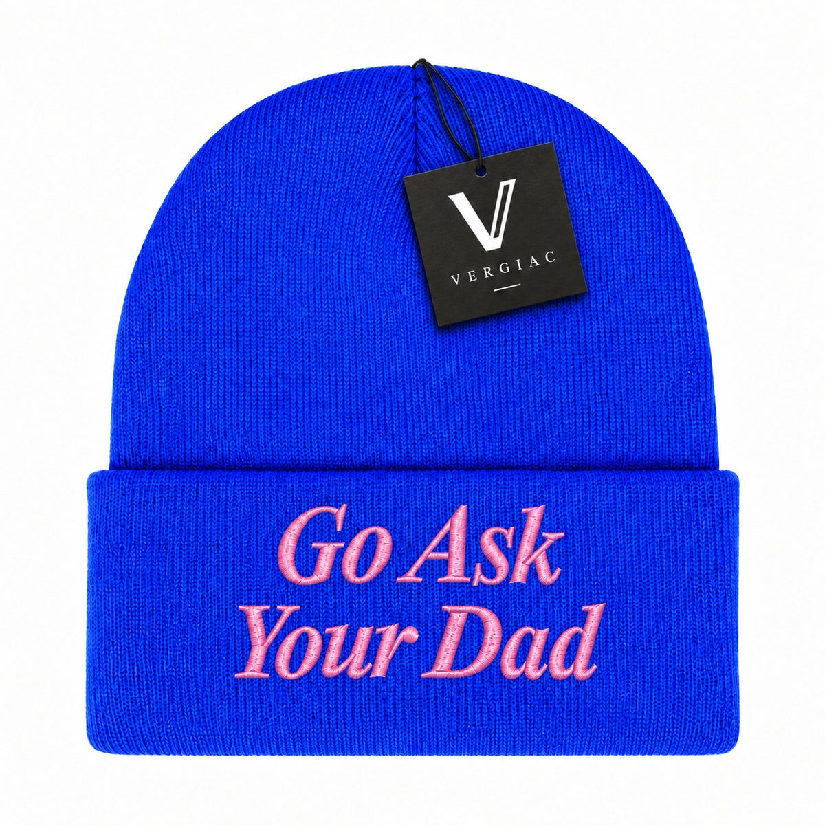 A Go Ask Your Dad Embroidered Acrylic Knitted Hat Unisex High Elasticity High Gram Weight Warm and Comfortable