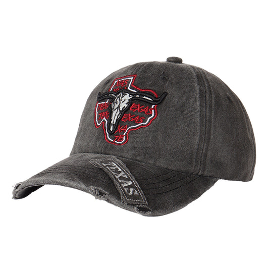 Texas State Embroidered Distressed Baseball Cap, Retro Western Cowboy Dad Hat