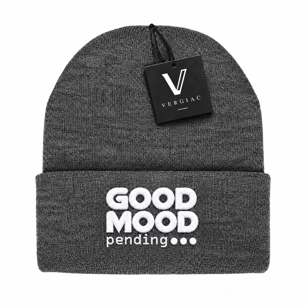 A GOOD MOOD pending... Embroidered Acrylic Knitted Hat Unisex High Elasticity High Gram Weight Warm and Comfortable
