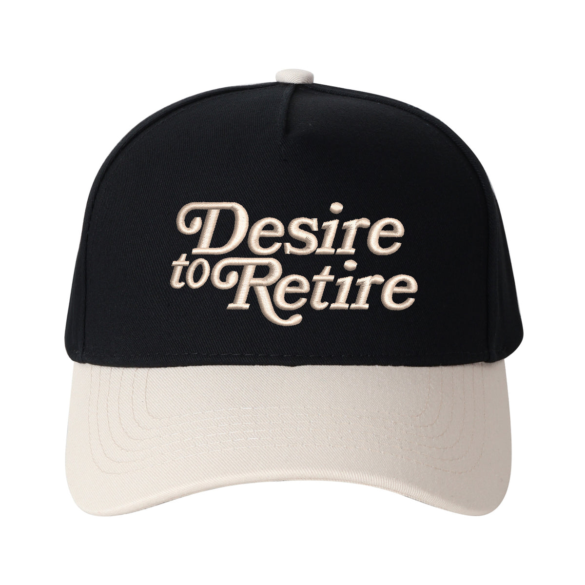 "Desire to Retire" Letter Embroidered Patchwork Trucker Hat | Adjustable Unisex Snapback, Dream Life Travel Essential Cap