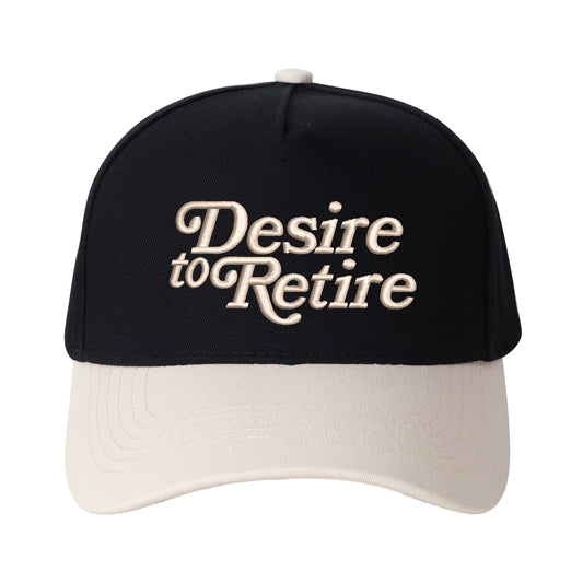 "Desire to Retire" Letter Embroidered Patchwork Trucker Hat | Adjustable Unisex Snapback, Dream Life Travel Essential Cap
