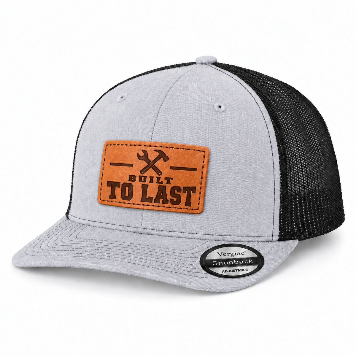 Built to Last Leather Patch Trucker Hat