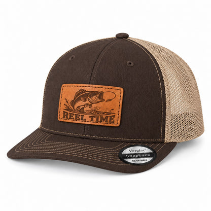 Reel Time Leather Patch Trucker Hat