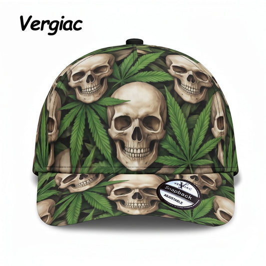 Skull Print Baseball Cap with Slightly Curved Brim, Adjustable Unisex Gothic Hat, 1 Piece