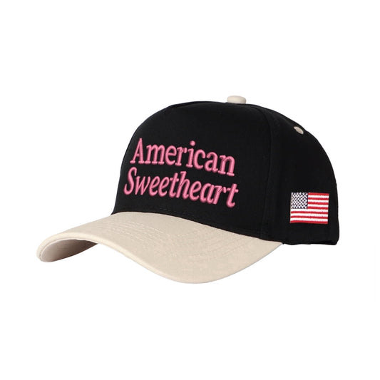 American Sweetheart Embroidered Patchwork Trucker Cap | Adjustable Unisex Snapback, Retro Americana Essential
