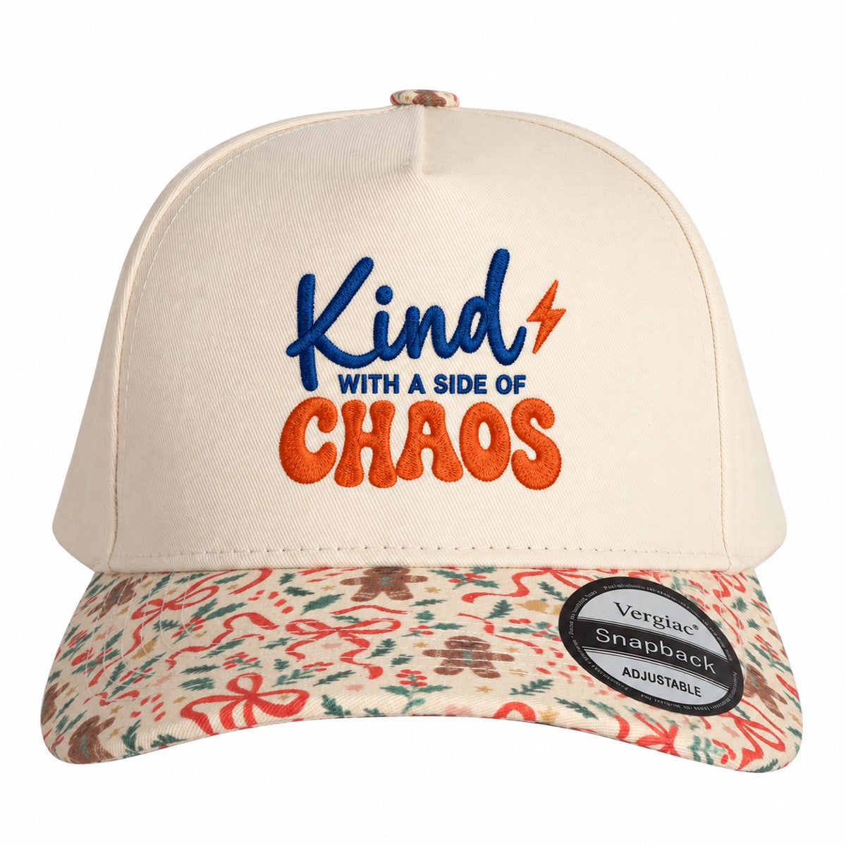 5-Panel Embroidered Cotton Trucker Hat with Printed Brim and Structured Front, Adjustable Unisex Baseball Cap, 1 Piece