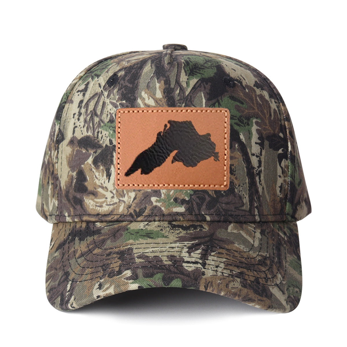 Upper Peninsula Of Michigan Leather Patch Trucker Hat