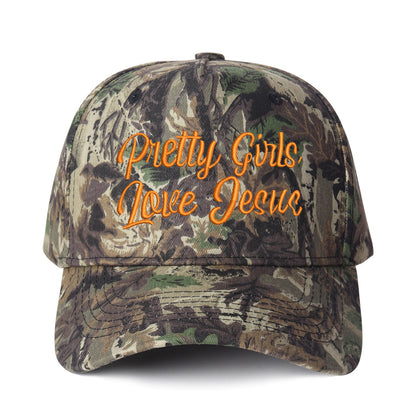 Pretty Girls Love Jesus Embroidered Trucker Hat
