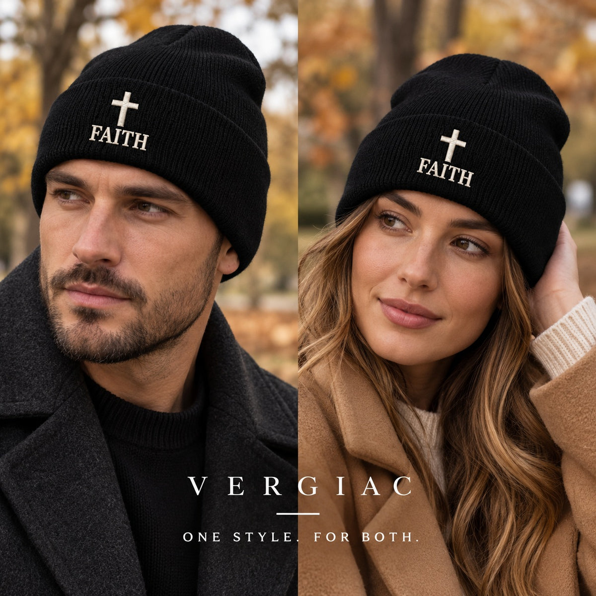 A FAITH Embroidered Acrylic Knitted Hat Unisex High Elasticity High Gram Weight Warm and Comfortable