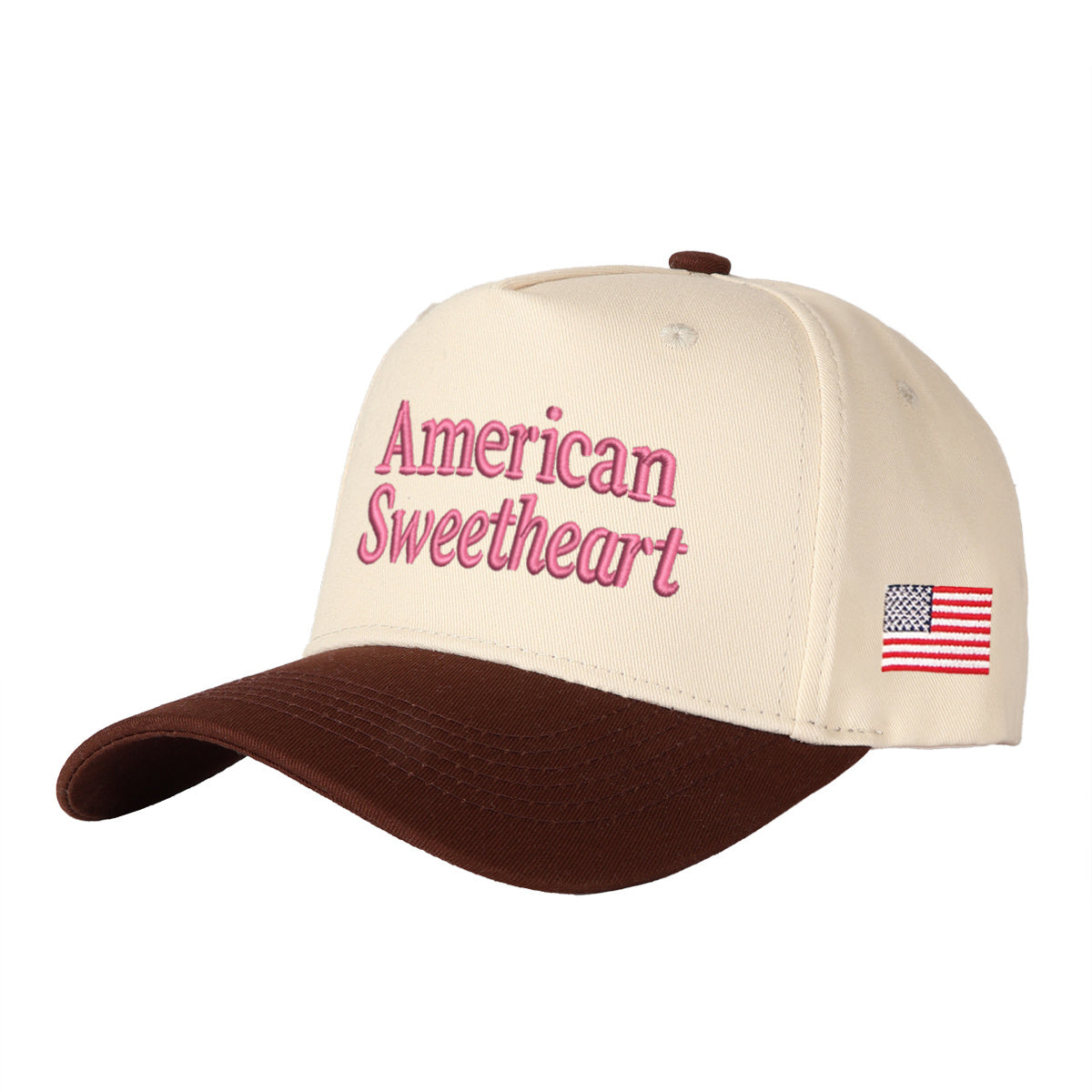 American Sweetheart Embroidered Patchwork Trucker Cap | Adjustable Unisex Snapback, Retro Americana Essential