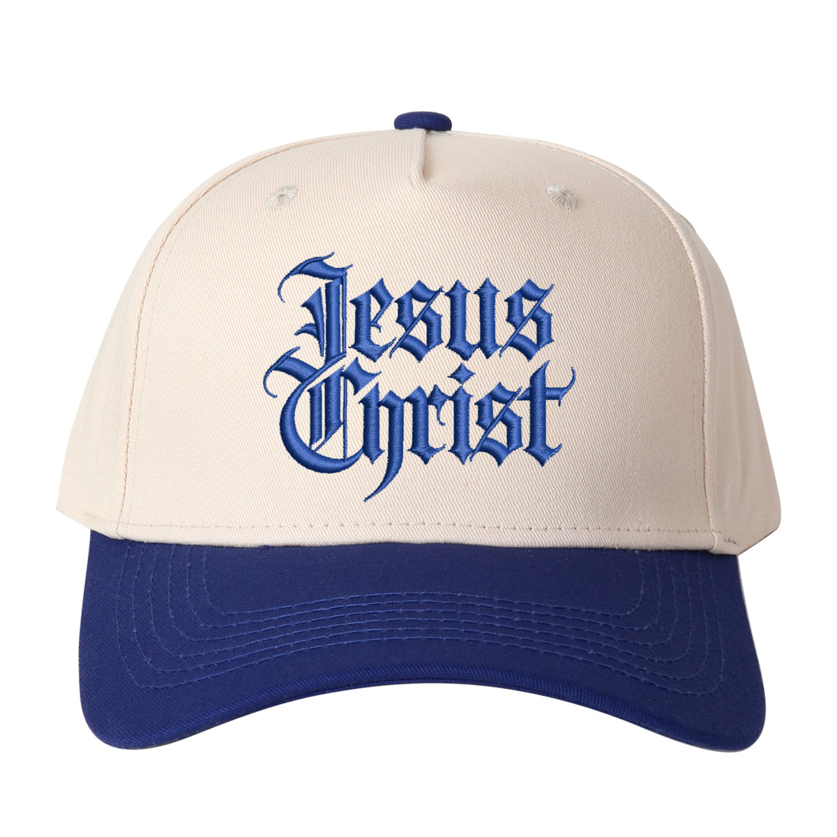 Gothic-style "Jesus Christ" Lettering Embroidered Trucker Hat