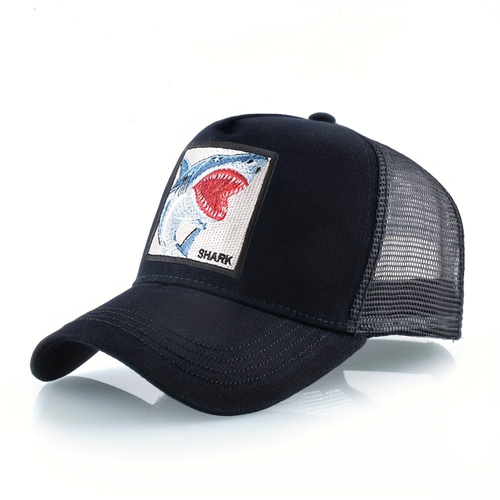 Shark Embroidered Unisex Trucker Baseball Cap